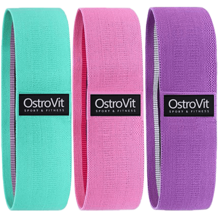 OstroVit Комплект от 3 броя тренировъчни ластици с памучно покритие